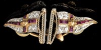 Lot 559 - A pair of ruby and diamond Royal Naval Sailing...