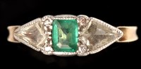 Lot 624 - An emerald and diamond ring, the rectangular...