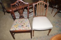 Lot 718 - Four George III mahogany dining chairs with...