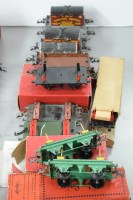 Lot 1582 - Five flat trucks, three with cargo, one boxed;...