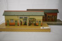Lot 1596 - Two Hornby 0-gauge tinplate platforms.