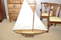 Lot 1837 - A Vintage wooden model pond yacht.