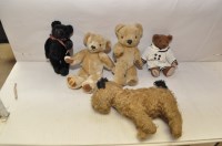 Lot 1839 - A small black teddy bear, by Hermann; two...