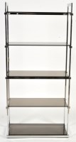 Lot 1020 - A set of chromed metal and smoked glass wall...