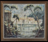Lot 1158 - Artist Unknown - river scene in a Continental...