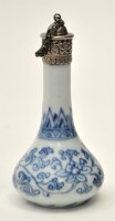 Lot 2 - Blue and white silver metal mounted rose water...