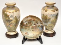 Lot 50 - Pair of 'Satsuma' hexagonal vases, of pear...