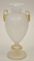 Lot 67 - Venetian 'Vetro a Retorti' glass urn,...