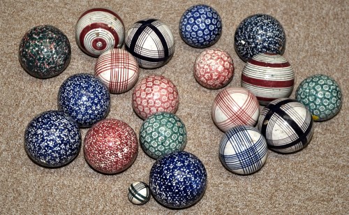 Lot 114 - Nineteen 19th Century carpet bowls, comprising:...