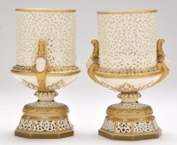 Lot 121 - Pair of Grainger & Co. pot pourri vases, each...