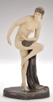 Lot 132 - Royal Dux 'Art Deco' figure of a bather,...