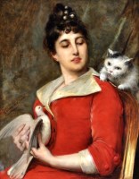 Lot 227 - Léon Herbo (Belgian 1850-1907) ''Her Favourite...