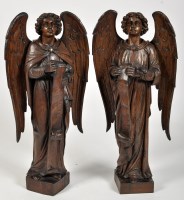Lot 279 - A pair of large 19th Century carved oak angel...