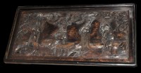 Lot 793 - A carved Chinese hardwood deep relief panel,...