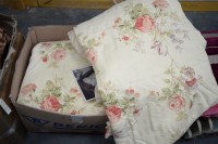 Lot 4 - A pair of large lined curtains decorated...