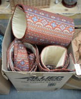 Lot 6 - Three pairs of lined patterned terracotta...
