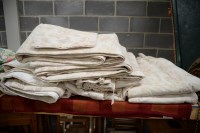 Lot 14 - Four pairs of floral patterned curtains,...