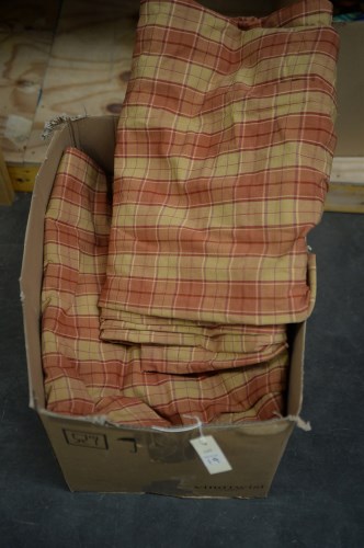 Lot 19 - Three pairs of check patterned curtains,...