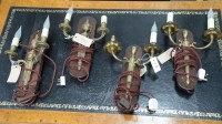 Lot 38 - Two pairs of modern brass wall light fittings...