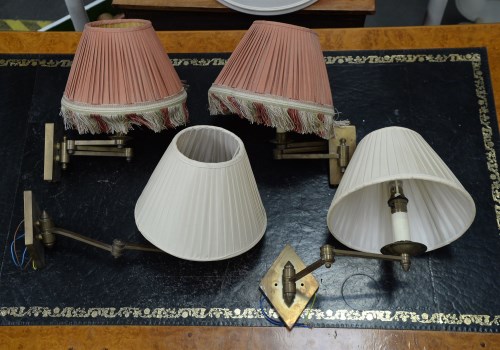 Lot 50 - Two pairs of modern cantilever brass wall...