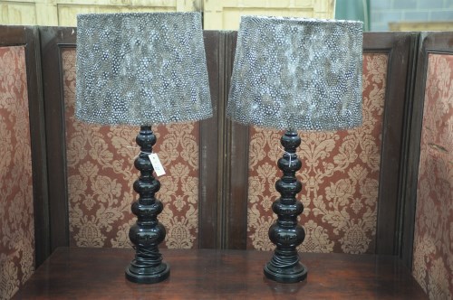 Lot 52 - A pair of modern black ceramic table lamps,...