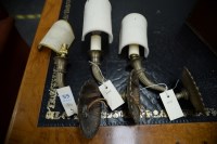 Lot 65 - A set of three cast brass cornucopia style...