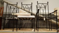 Lot 97 - A set of four plus two modern black painted...