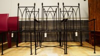 Lot 100 - A set of four plus two modern black painted...