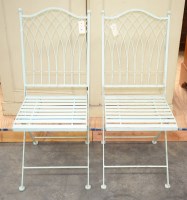 Lot 141 - A pair of modern pale blue painted wrought...