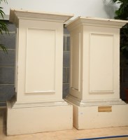 Lot 179 - A pair of rectangular cream painted wooden...