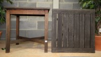 Lot 181 - A pair of modern teak square garden tables...