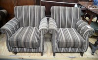 Lot 248 - A pair of modern armchairs upholstered in...
