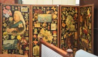 Lot 253 - A Victorian four-fold scrapwork screen...