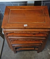 Lot 273 - A modern stained wood nest of three Chinese...