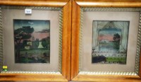Lot 304 - A pair of coloured prints depicting a stately...