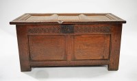 Lot 341 - A late 17th Century panelled oak coffer with...