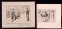 Lot 351 - George Morrow - a horse cart in the rain - an...