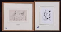 Lot 395 - A*** C*** Barrett - ''Workmen on roof'', pen...