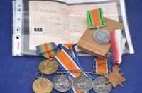 Lot 606 - First World War medals to include 1914 - 1915...