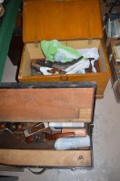 Lot 815 - Three wooden chest of woodworking and pattern...