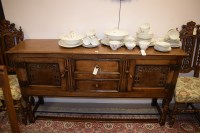 Lot 1127 - Oak reproduction sideboard on turned legs...
