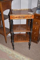 Lot 1252 - A Louis XV style whatnot, fitted metal gallery...