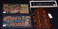 Lot 203 - A painted mahogany hotel "In/Out" room...