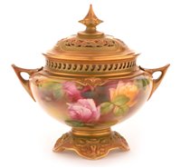 Lot 136 - A Royal Worcester pot-pourri vase and cover.