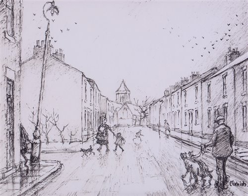 Lot 279 - "Spennymoor: Edward Street wet day".