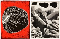 Lot 98 - Jean Charles Blais etching and aquatint; and lino-cut print.