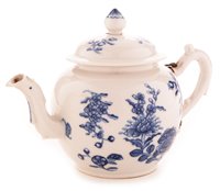 Lot 4 - A mid 18th Century Chinese white porcelain bullet shapewd teapot.