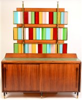 Lot 762 - A cocktail bar; a rosewood sideboard; and a stained glass superstructure.