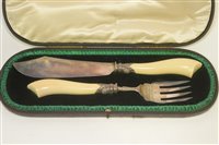 Lot 610 - Silver and ivory fish servers