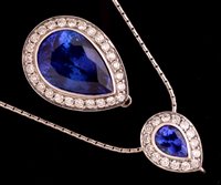 Lot 491 - Tanzanite and diamond pendant
